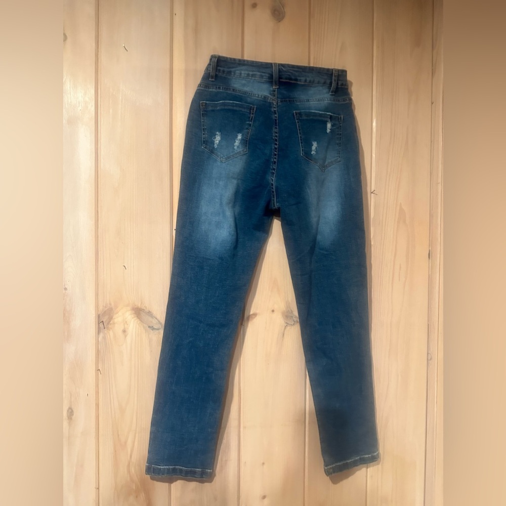 Evaless Ripped Floral Patchwork Jeans Boyfriend D… - image 2